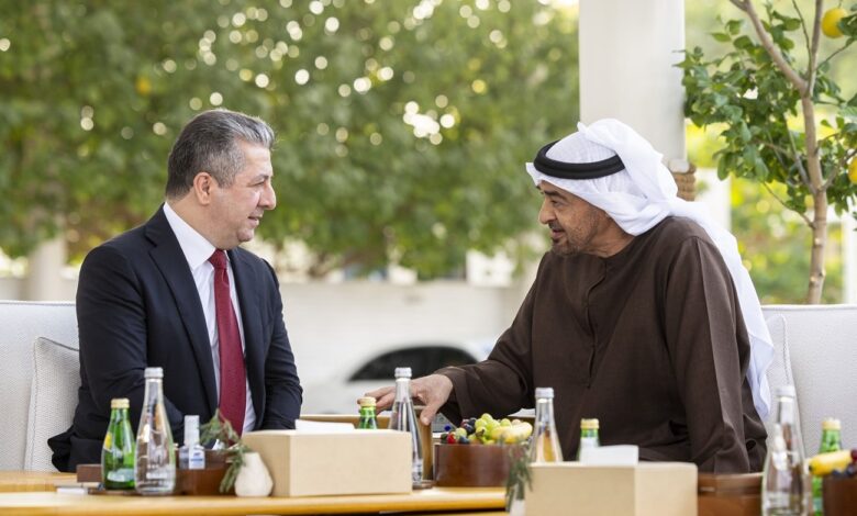 رئيس الإمارات يبحث مع رئيس حكومة إقليم كردستان العراق سبل توسيع آفاق التعاون