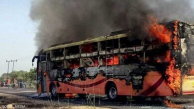 مقتل عشرين راكبًا في حريق حافلة غرب الهند