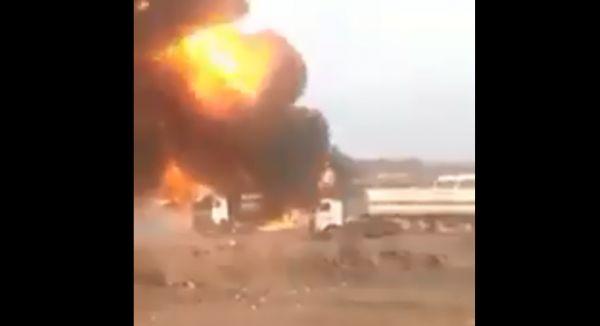 بسبب المجهود الحربي.. مشرف حوثي يحرق 3 شاحنات وقود في المحويت