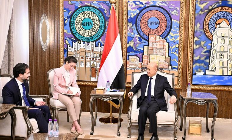 العليمي يبحث مع القائم بأعمال السفارة الأمريكية دعم الإصلاحات الحكومية واستقرار العملة