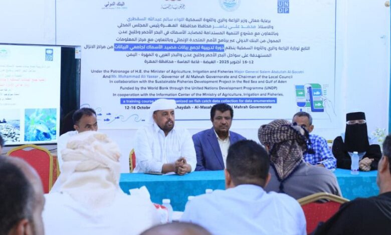 المهرة.. انطلاق دورة تدريبية لتعزيز قدرات فرق جمع بيانات مصيد الأسماك
