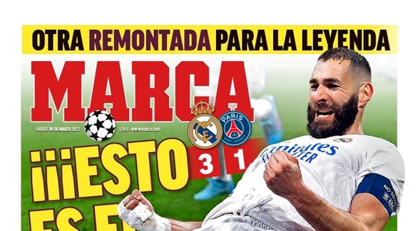 الصحافة الإسبانية تحتفي بانتفاضة ريال مدريد على باريس سان جيرمان