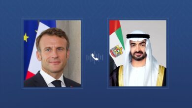 الرئيس الإماراتي ونظيره الفرنسي يبحثان الاعتداء الإسرائيلي على قطر ويتمسكان بحل الدولتين