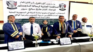 جامعة عدن تمنح الباحثة أفنان طارق سرور درجة الماجستير بامتياز عن دراسة حول رئاسة الدولة في اليمن