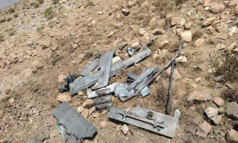 إسقاط طائرة حوثية مسيّرة في لحج 1 إسقاط طائرة حوثية مسيّرة في لحج