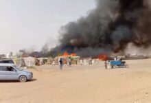 حريق يلتهم مساكن 23 أسرة نازحة في مأرب ويصيب أربعة أشخاص