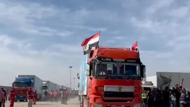 قوافل الإغاثة المصرية تعبر إلى غزة عبر كرم أبو سالم بعد انطلاقها من رفح