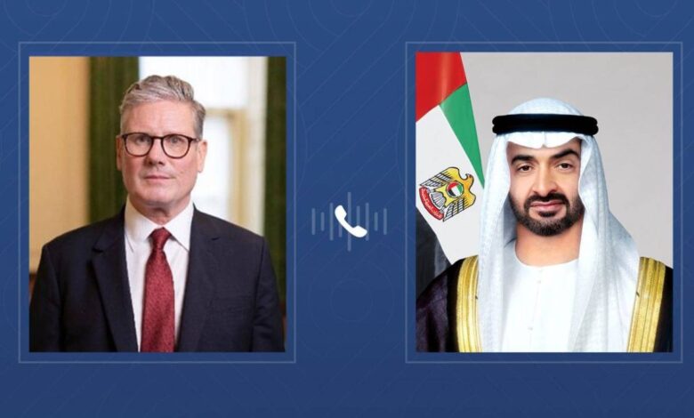 الرئيس الإماراتي وكير ستارمر يؤكدان أهمية الحلول الدبلوماسية لحفظ استقرار المنطقة