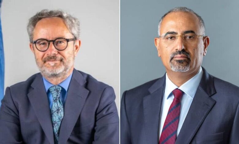 الزُبيدي يبحث مع الاتحاد الأوروبي انعكاسات الأزمة الإقليمية على جهود السلام في اليمن