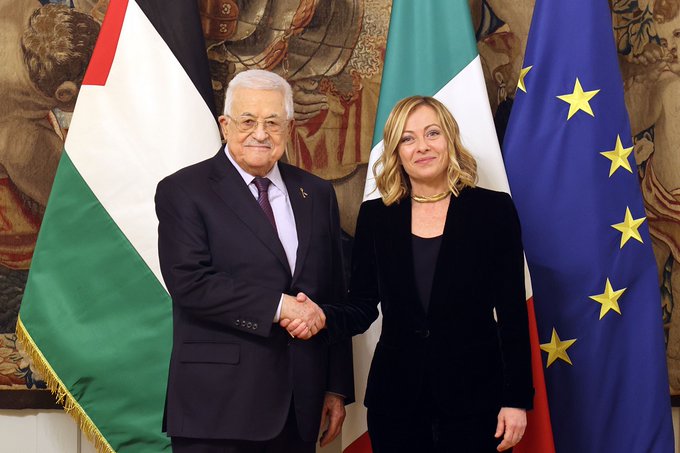 الرئيس الفلسطيني يبحث مع رئيسة وزراء إيطاليا تطورات القضية الفلسطينية
