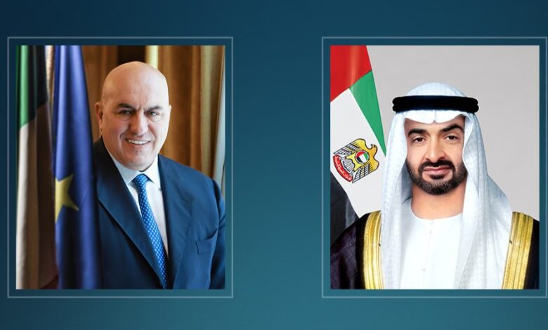 الرئيس الإماراتي و وزير الدفاع الإيطالي يبحثان مجالات التعاون المشترك بين البلدين