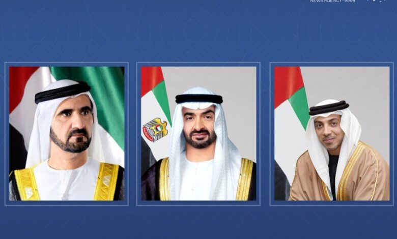 رئيس الإمارات ونائباه يهنئون أحمد الشرع برئاسة الجمهورية العربية السورية 1 رئيس الإمارات ونائباه يهنئون أحمد الشرع برئاسة الجمهورية العربية السورية