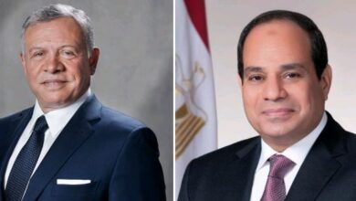 السيسي والملك عبدالله يؤكدان رفض تهجير الفلسطينيين ويطالبان بحل عادل يحقق السلام