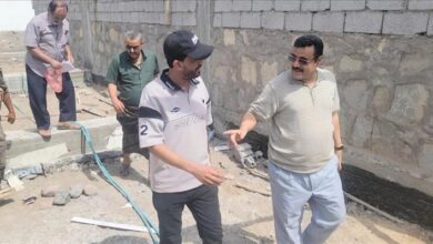 مدير مديرية المنصورة يتفقد أعمال المرحلة الثانية لمشروع بناء صالة نادي أهلي عدن