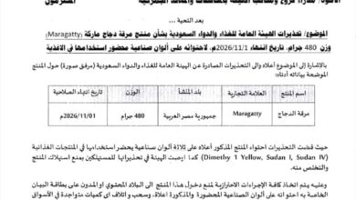 المواصفات والمقاييس تحظر استيراد مرقة الدجاج (Maragatty) وتدعو الى سحبها من الأسواق