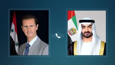 الرئيس الإماراتي ونظيره السوري يبحثان هاتفياً التطورات على الساحة السورية 8 الرئيس الإماراتي ونظيره السوري يبحثان هاتفياً التطورات على الساحة السورية