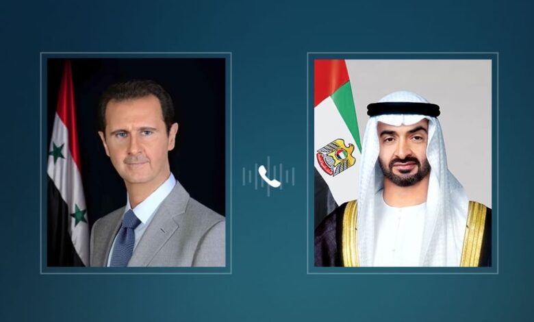 الرئيس الإماراتي ونظيره السوري يبحثان هاتفياً التطورات على الساحة السورية 1 الرئيس الإماراتي ونظيره السوري يبحثان هاتفياً التطورات على الساحة السورية
