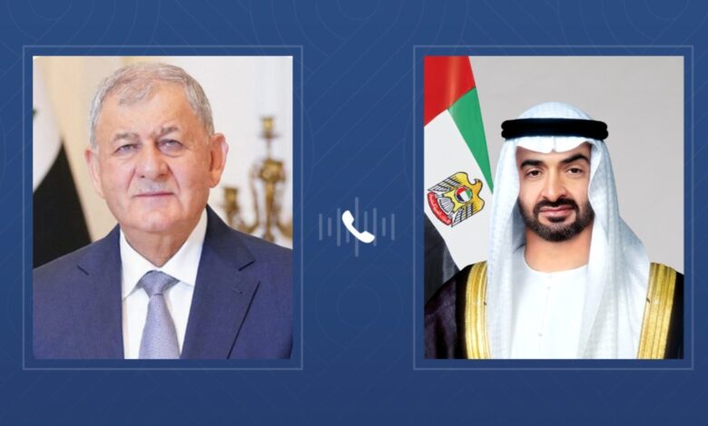رئيس الإمارات يبحث مع نظيره العراقي التطورات الإقليمية وتعزيز التعاون 1 رئيس الإمارات يبحث مع نظيره العراقي التطورات الإقليمية وتعزيز التعاون