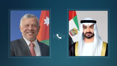 الرئيس الإماراتي يبحث مع ملك الأردن العلاقات بين البلدين والتطورات الإقليمية