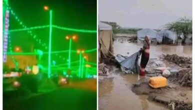 احتفال الحوثي وكارثة السيول صورتان متناقضتان في الحديدة