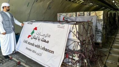الإمارات ترسل طائرة تاسعة تحمل 37 طناً من مستلزمات الطفل والمرأة إلى لبنان