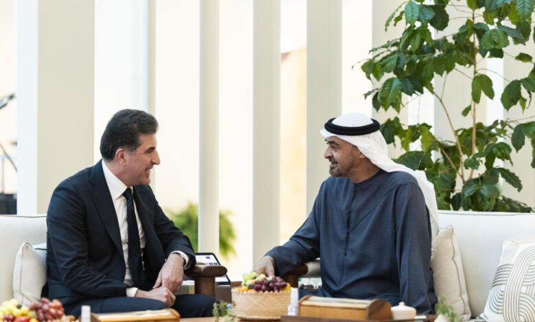 الرئيس الإماراتي يبحث مع نيجيرفان بارزاني العلاقات الثنائية وآفاق التنمية المشتركة