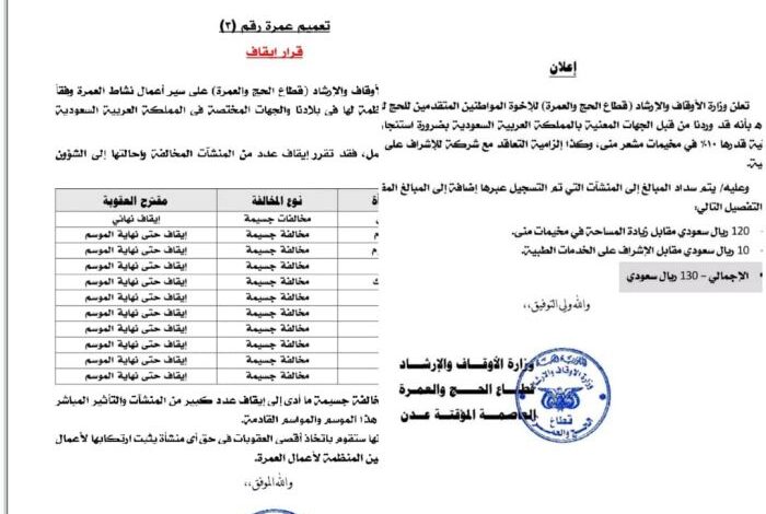 الأوقاف تعلن زيادة جديدة في تكاليف الحج بسبب اشتراطات سعودية 1 الأوقاف تعلن زيادة جديدة في تكاليف الحج بسبب اشتراطات سعودية