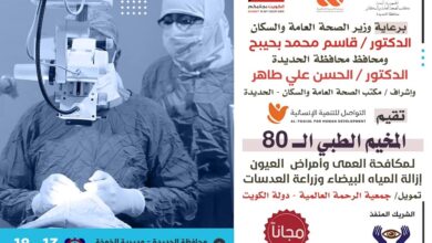 مخيم طبي للعيون بدعم كويتي في الخوخة