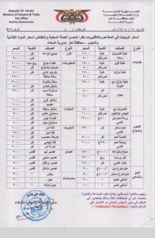 مكتب الصناعة والتجارة في المخا يحدد أسعار الوجبات ويلزم المطاعم بالتقيد 2 مكتب الصناعة والتجارة في المخا يحدد أسعار الوجبات ويلزم المطاعم بالتقيد